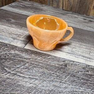 Vintage Anchor Hocking Fire King Peach Lustre Swirl Demitasse Espresso Tea Cup